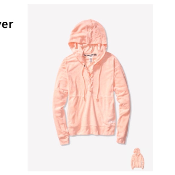 PINK Peach lace-up pullover size medium - Picture 2 of 5